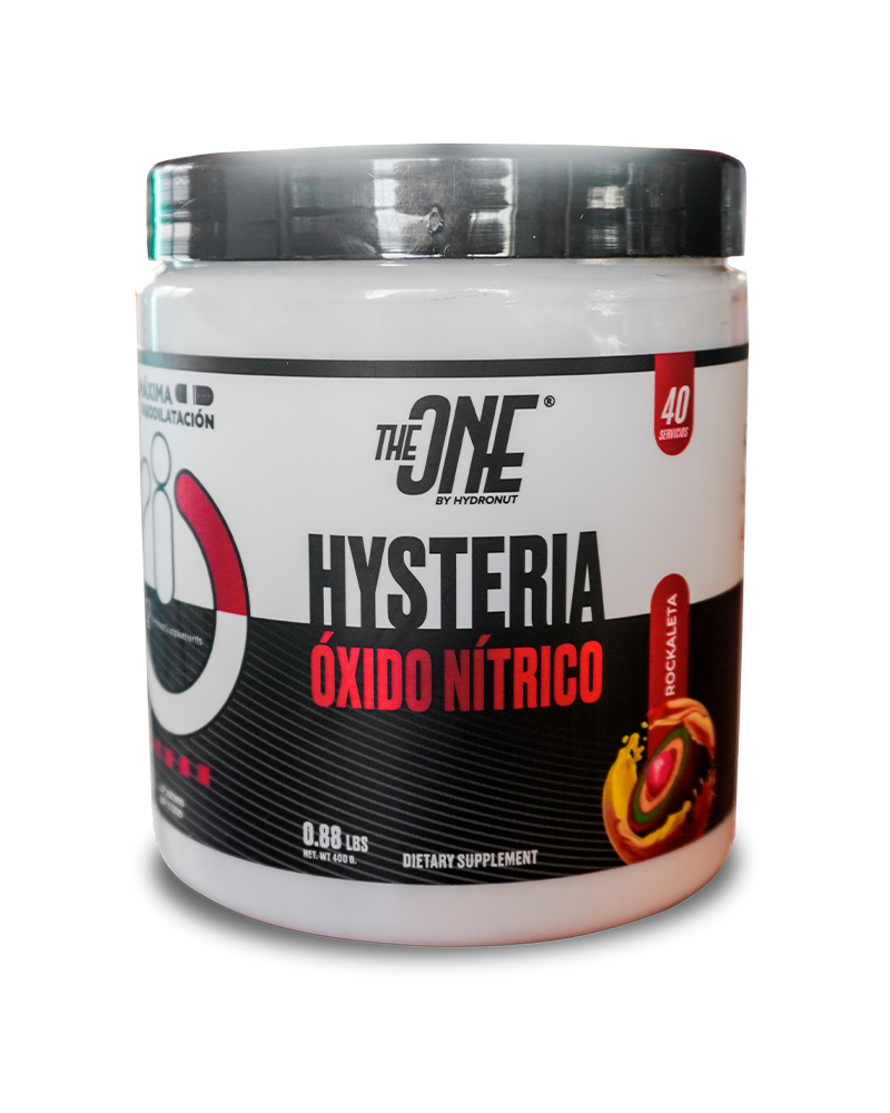 HYSTERIA óxido nítrico - Vasodilatador que mejora la circulación, fortalece el sistema inmunológico y ayuda a mantener músculos voluminosos tras entrenamientos.
