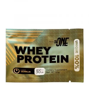 UNIQUE 100% WHEY PROTEIN TRIPLE VAINILLA 30g by THEONE - Proteína de rápida absorción para desarrollo muscular con sabor a fresa.